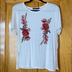 Boohoo Floral Embroidered Top